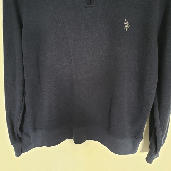US Polo Association 1/4 Zip Henley Long Sleeve Shirt Mens Size Small Navy Blue - Picture 3 of 8